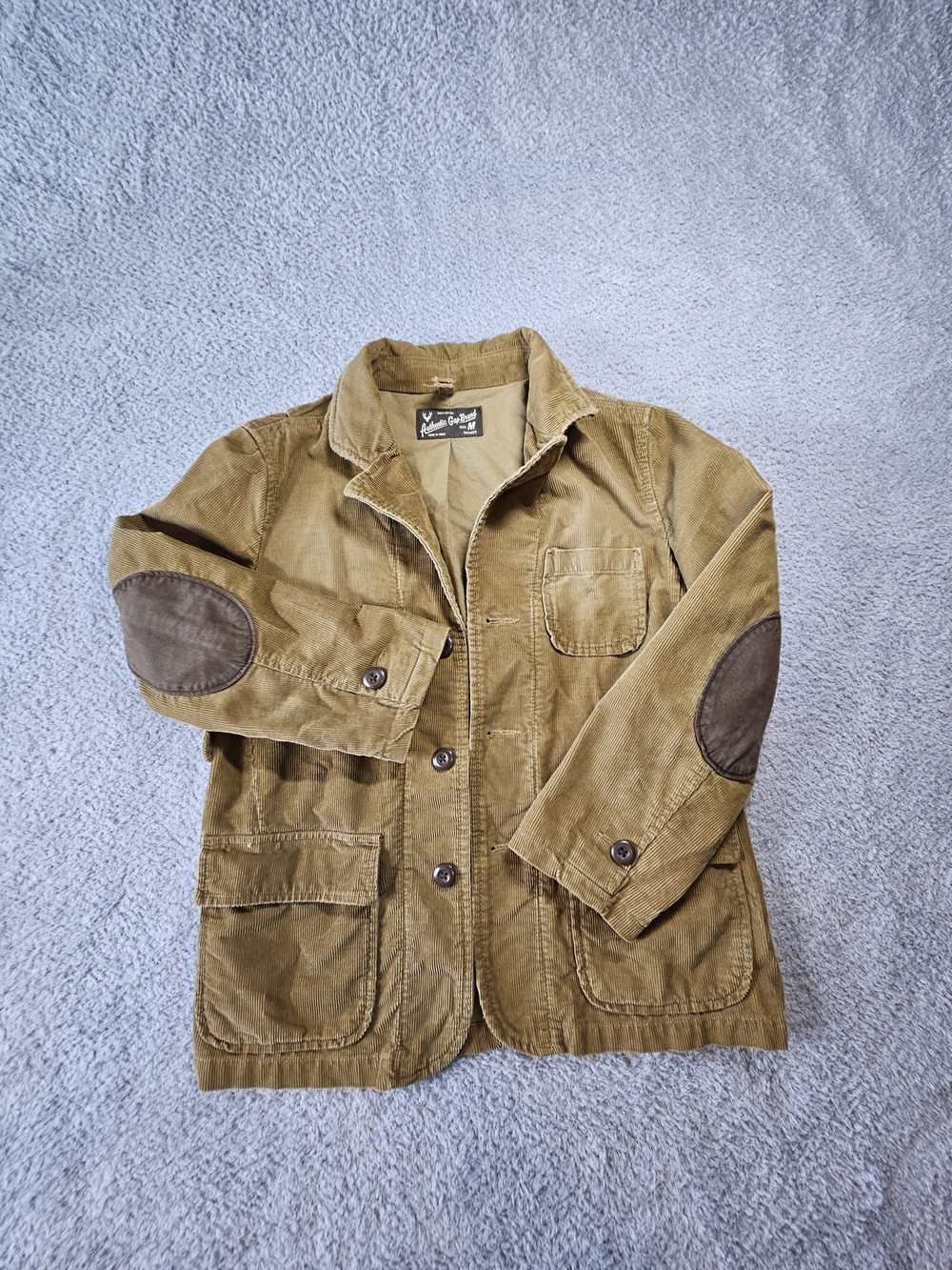 GAP Tan Corduroy Utility Jacket with Brown Elbow Patches